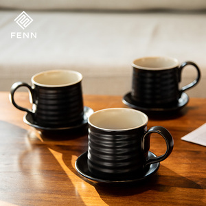 Logo personalizzato 280ml minimalista nero opaco porcellana caffè tazza <span class=keywords><strong>da</strong></span> tè e piattino all'ingrosso in ceramica tazza <span class=keywords><strong>da</strong></span> caffè per i regali - Product Image 4