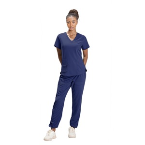 Unisex <b>Scrub</b> Set Moisture Wicking Knitted Split Uniform Hospital Workwear - Product Image 3
