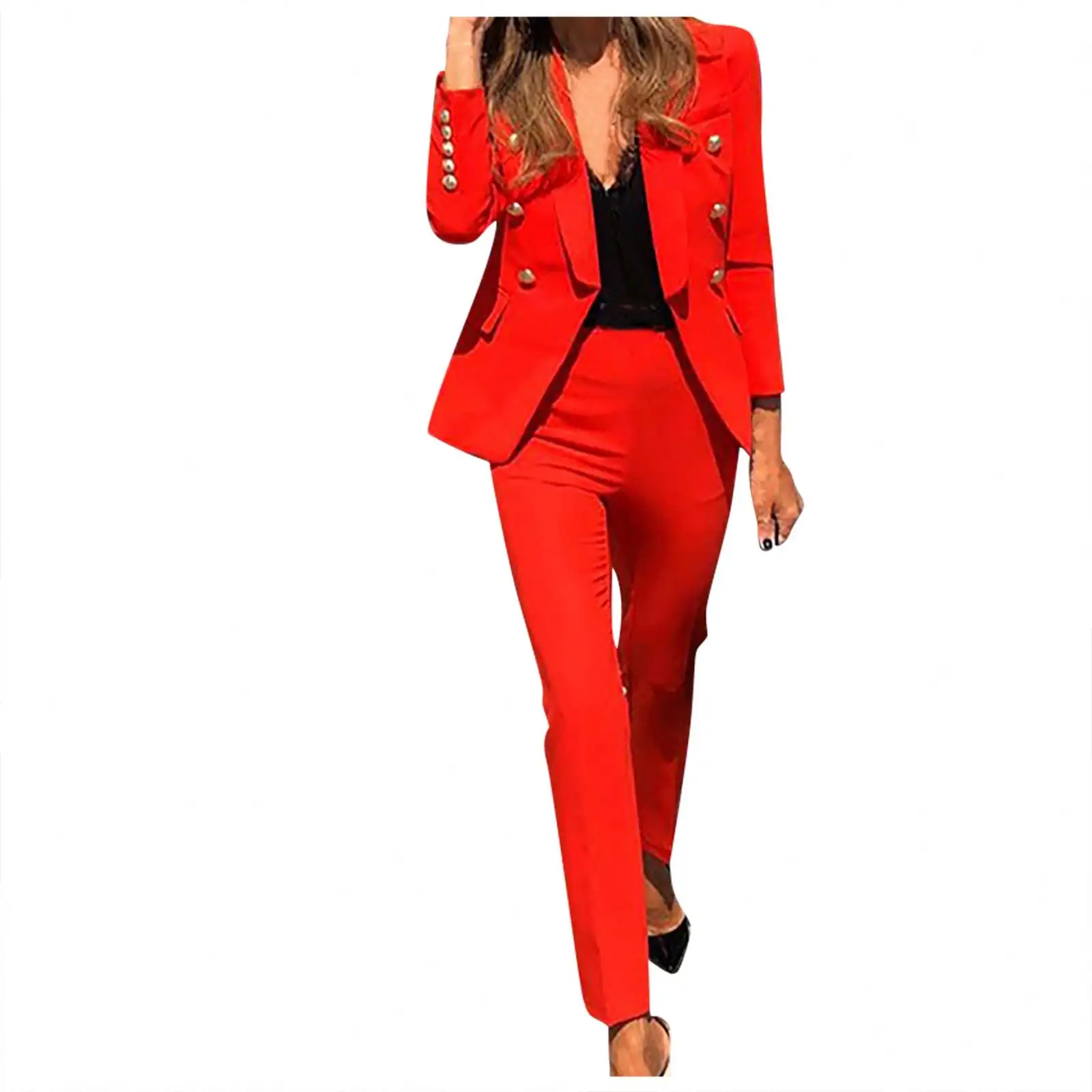 Fashion new women's formal solid two piece casual elegant blazer suit business professional office suit8230062