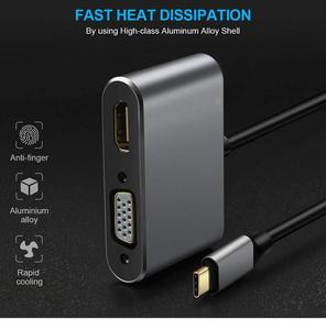 Docking Station Laptop Monitor 4K High-Definition <strong>Adapter</strong> Gold Plated Type-C Hub PD/<strong>USB</strong>/HD/<strong>VGA</strong> Four-in-One PVC OEM Manufacture - Product Image 5