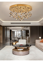 Nouvelle Lampe Suspendue de Luxe à Pendentif Fleur Dorée pour Hall d'Hôtel, Fête de Mariage, Restaurant, Salon