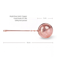 Infuseur à thé de luxe en or rose avec long manche - Boule filtrante en acier inoxydable 304 - Passoire à thé réutilisable pour feuilles de thé en vrac