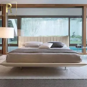 最新设计尺寸布艺床卧室意大利现代豪华家居家具卧室佛山供应商