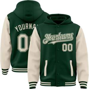Fanscustom personnalisé Varsity cuir Bomber veste adultes adolescents enfants sweats à capuche personnalisé équipe de Baseball maillots uniformes pour - Product Image 1