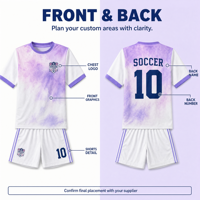 Ensemble de maillots de football personnalisés pour enfants, sublimation, rose et blanc, dégradé à pincel, respirant, extensible dans quatre directions, séchage rapide