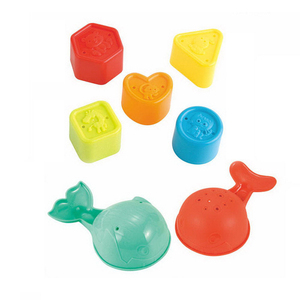 Secchio di sabbia colorato Set bagno che gioca acqua spiaggia giocattoli per costruzione di stampi e tazze impilabili per il gioco del bambino - Product Image 6