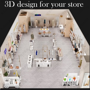 Progettazione su ordinazione del negozio della decorazione del negozio dello scaffale di vestiti del banco di mostra dell'abbigliamento della parete dell'oro per il negozio - Product Image 4
