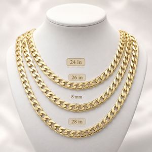14K Gold Plated Brass Cuban Link Figaro <b>Chain</b> Necklace with Multiple Width and Length Options for Unisex Anniversary - Product Image 5