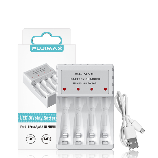 PUJIMAX New Products Aaa Aa Rechargeable Nimh Battery Charger Usb Charging Station for 1.2v Aa/aaa Nimh Nicd Batteries