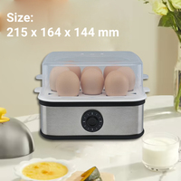 Pengukus telur Mini kotak pintar, alat dapur pengukus listrik 8 telur rebus cepat lapisan tunggal otomatis untuk peralatan dapur