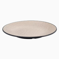Nouvelle conception, assiette de service en émail écologique de haute qualité, personnalisée, vintage, 2 couleurs, ronde, noire, en mélamine émaillée pour restaurant