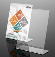 Porte-affiche en acrylique en forme de L, porte-prospectus de bureau incliné, présentoir en papier