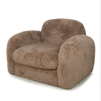 Fauteuil individuel en polaire marron clair, fauteuil d'appoint moelleux et moderne pour la décoration de la chambre et du salon