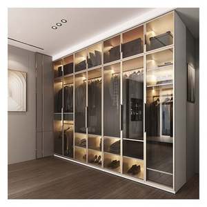 Elegant White Aluminium Framed Glass Door Panel Solid Wood <b>Wardrobe</b> Modular <b>Wardrobe</b> From China Factory - Product Image 4