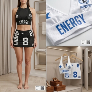 Completo due pezzi casual da donna King Mcgreen <span class=keywords><strong>Star</strong></span> con stampa, lunghezza sopra il ginocchio, ad asciugatura rapida, traspirante, in poliestere, streetwear estivo - Product Image 3