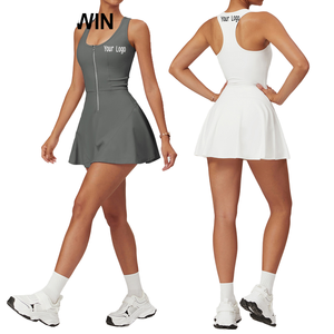 Falda deportiva de una pieza con cremallera para <span class=keywords><strong>mujer</strong></span>, capa base anti-rozaduras para correr y fitness, vestido atlético estilo europeo-americano - Product Image 1
