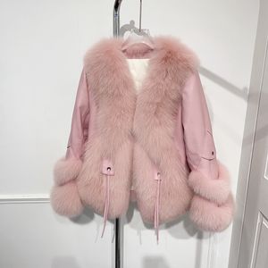 Giacca Invernale Calda e Spessa di Grande Successo, Nuovo Piumino di Lusso alla Moda in Vera Pelle di Pecora con Pelliccia di Volpe da Donna - Product Image 4