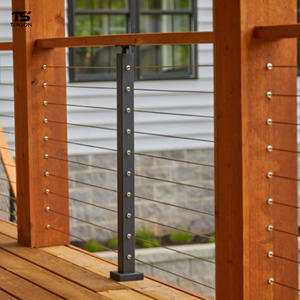 Ringhiera <span class=keywords><strong>in</strong></span> <span class=keywords><strong>Legno</strong></span> Autunnale con Cavi <span class=keywords><strong>in</strong></span> Acciaio Inox, Balaustre <span class=keywords><strong>Rustiche</strong></span> per Patio Residenziale sul Lato Forestale - Product Image 2