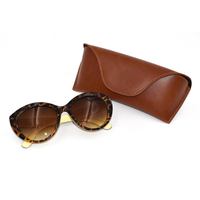 Étui à lunettes souple sac à lunettes en cuir marron avec fermeture magnétique