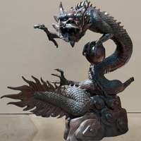 Décoration de jardin, statue de dragon chinois en bronze/métal de luxe, sculpture Feng Shui, technique de moulage, couleur/taille personnalisable, art 3D