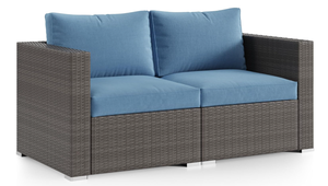 Ensemble de canapés de <span class=keywords><strong>jardin</strong></span> en rotin en aluminium moderne, <span class=keywords><strong>salon</strong></span> d'<span class=keywords><strong>angle</strong></span> en <span class=keywords><strong>bois</strong></span> confortable et durable avec repose-pieds portable pour cour intérieure - Product Image 4