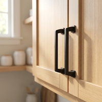 Poignée de meuble élégante et durable en alliage d'aluminium noir mat, 76/128 mm, pour cuisine moderne, villa, armoire, chambre à coucher, commode