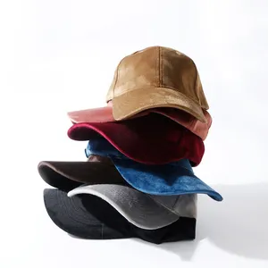 Por encargo mujeres hombres alta calidad 6 Panel estructurado terciopelo gorras de béisbol sombreros