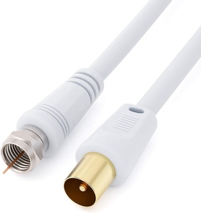 Connecteur coaxial Aérien F Mâle vers Câble RF M Mâle pour Satellite, TNT, Xfinity <span class=keywords><strong>TV</strong></span>, HDTV, DVB, DVD, Radio/<span class=keywords><strong>Cordon</strong></span> Coaxial - Product Image 1