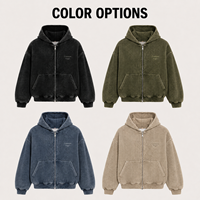 Sweat à capuche zippé côtelé pour homme avec logo personnalisé, marron foncé, coupe ample, style streetwear, épais et oversize