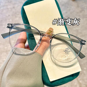 Gafas de estilo coreano con montura marrón Tr90, gafas antiluz azul para mujer, lentes redondas de PC con montura completa 1151, gafas de alta gama a la moda sin graduación - Product Image 2