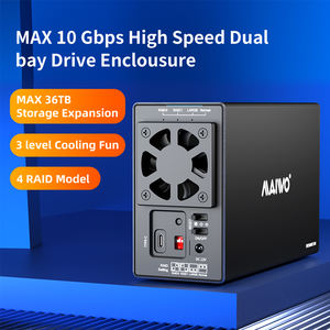 <span class=keywords><strong>2</strong></span> Bays RAID Tipe C 3.5 inci SATA HDD / SSD Enclosure Aluminium 3.5 HDD Housing Kotak Eksternal Solid State Drive Dengan Kipas 10Gbps - Product Image 2