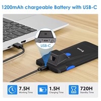 Lector de Códigos de Barras Inalámbrico Bluetooth USB 3 en 1 Portátil Eyoyo 1D 2D, Escáner de Códigos de Barras con Clip Trasero para Teléfono para Inventario de Almacén