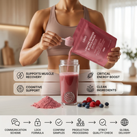 Poudre de créatine aromatisée à marque privée ISO, MOQ flexible, pour la cognition cérébrale, la santé des femmes adultes et le soutien anti-âge, pure, végétalienne, complément alimentaire