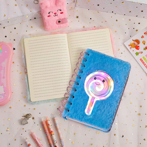 A5 customized notebooks Girls <strong>Diary</strong> 80 Sheets Soft Furry Cute Plush Cover <strong>Journal</strong> Notebook with <strong>LED</strong> <strong>Light</strong> <strong>Journal</strong> Notebook - Product Image 5