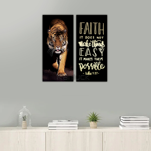 Thiết lập của 2 con hổ của sức mạnh: Đức tin làm cho nó có thể vẽ tranh nghệ thuật in trên Vải vẽ tranh nghệ thuật nóng bán - Product Image 2