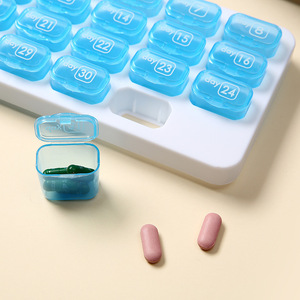 Pastillero Portátil de 31 Días, Organizador Mensual de Medicamentos con 31 Compartimentos, de Plástico, a Prueba de Polvo, con Tapa, Color Sólido - Product Image 2