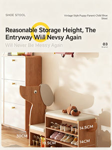 Chaise de loisirs petit chien banc à chaussures parent-enfant banc d'entrée de la maison banc de porche étagère à chaussures tout-en-un chaise de loisirs armoire à chaussures - Product Image 3