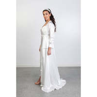 Robe de mariée en Satin solide à manches longues, nuisette élégante et Sexy pour femmes, Images de lune de miel, vêtements de nuit