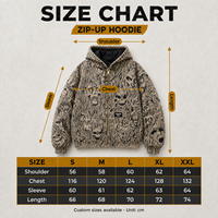 Blouson à capuche en toile délavée et vieillie 500 GSM personnalisé pour homme, coupe oversize, imprimé intégral, épaules tombantes, fermeture éclair en laiton, fabrication OEM ODM