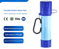 Kit de voyage portable pour la survie en plein air, filtre à eau d'urgence, paille filtrante pour la randonnée, équipement de sécurité personnelle