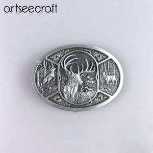 Directo de fábrica Estilo retro Clásico Occidental Aleación de zinc Hebilla de cinturón ELK Diseño en relieve - Product Image 2