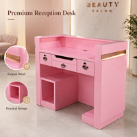 Comptoir de réception moderne rose pour salon de manucure, comptoir de caisse de salon de beauté avec tiroirs, table de réception de luxe, mobilier de salon