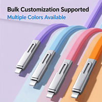 Kabel Data USB-C 2-in-1 Silikon Cair Ramah Kulit Nylon 240W Pengisi Daya Cepat Penyangga Ponsel Anti Kusut Pemindai Barcode Pipih 1.2m