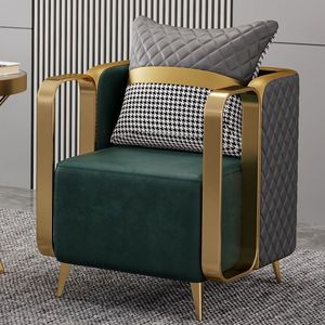 Fauteuil individuel de luxe moderne avec structure en métal doré et revêtement en tissu pour appartement et hall d'hôtel - Product Image 1