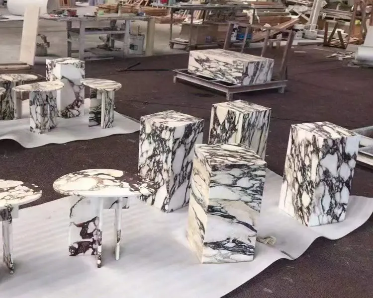 100% pedra natural polido mármore cubo de café plinth mesa