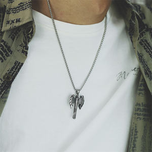 Bajo MOQ elegante gran descuento el vikingo <span class=keywords><strong>Tomahawk</strong></span> colgante plata hacha Hip Hop Collar para hombres - Product Image 3
