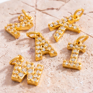 SUMMLY - Dijes de Circonio con las 26 Letras del Alfabeto, Chapados en Oro de 18K, de Acero Inoxidable, para Joyería DIY - Product Image 5