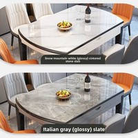 Ensemble table et chaises rectangulaires en pierre, design moderne et minimaliste, pour usage domestique ; taille compacte, fonctionnalité extensible et pliable