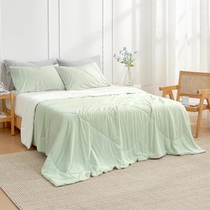 Mantas refrescantes para personas que duermen con calor <span class=keywords><strong>y</strong></span> sudaciones nocturnas, edredón de verano color verde menta claro para cama tamaño Queen, transpirable <span class=keywords><strong>y</strong></span> suave - Product Image 2