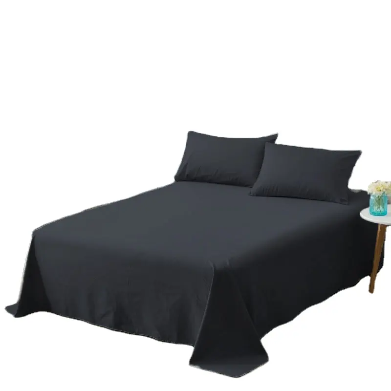 European style solid color 100% wash cotton flat bed sheets